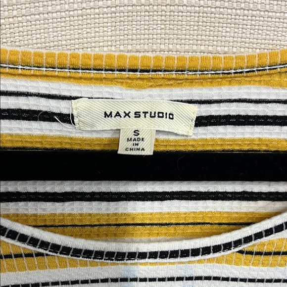 Max Studio Yellow and Black Striped Midi Dress - Picture 3 of 4